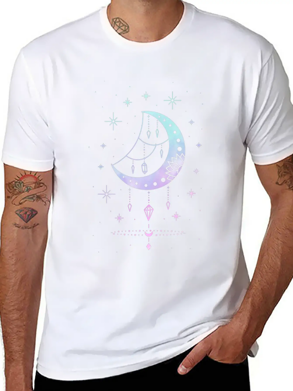 Cute Pastel Goth Moon Witchy Crescent Breathable Soft Cotton T-Shirt – Timeless Casual Look