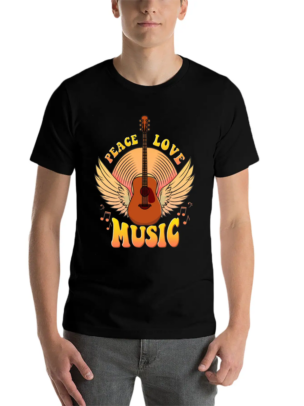 Cute Peace Love Music Hippie Hipster Festival Unisex Casual T-Shirt – Clean Design For Daily Comfort