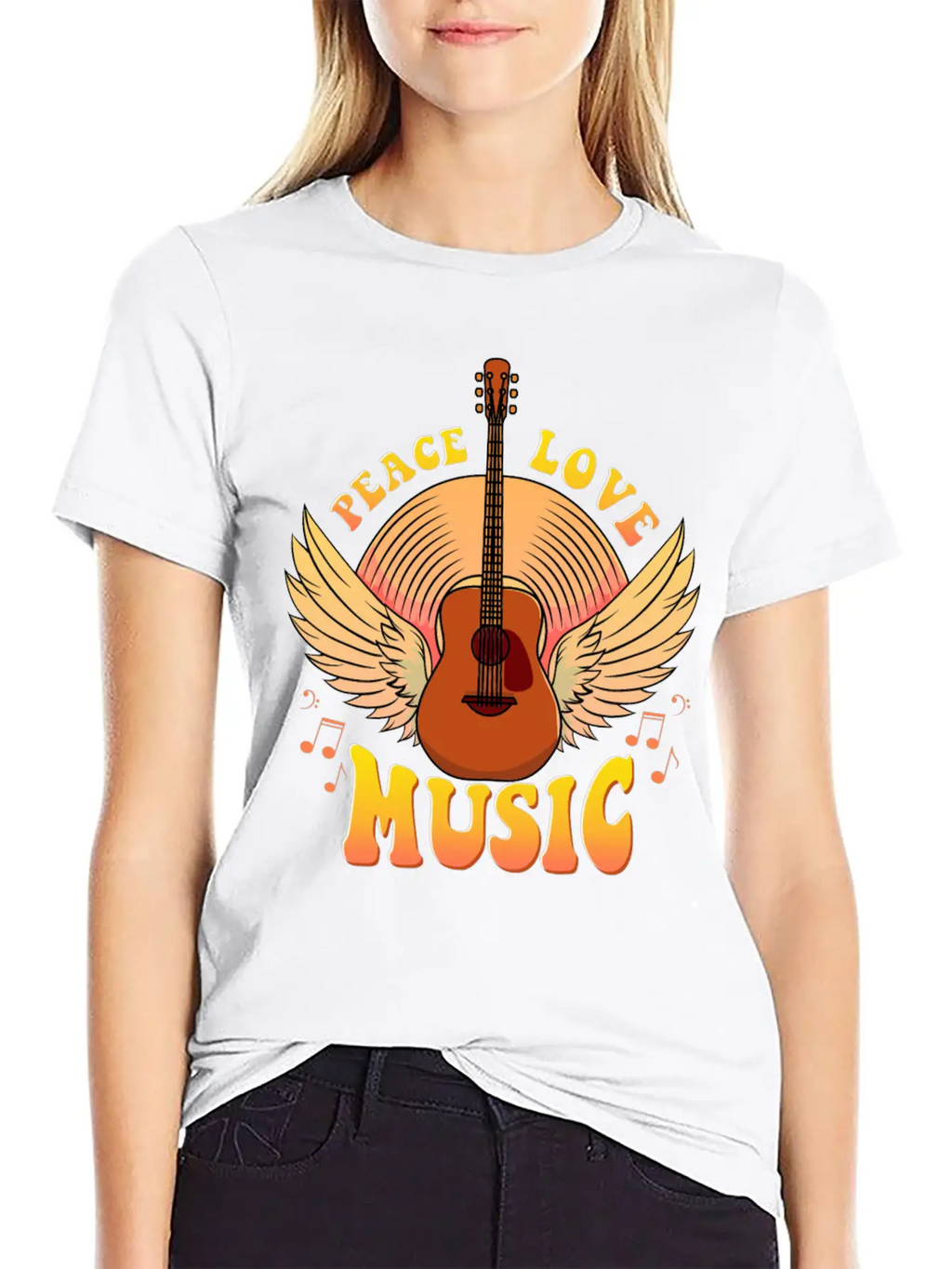 Cute Peace Love Music Hippie Hipster Festival Unisex Casual T-Shirt – Clean Design For Daily Comfort