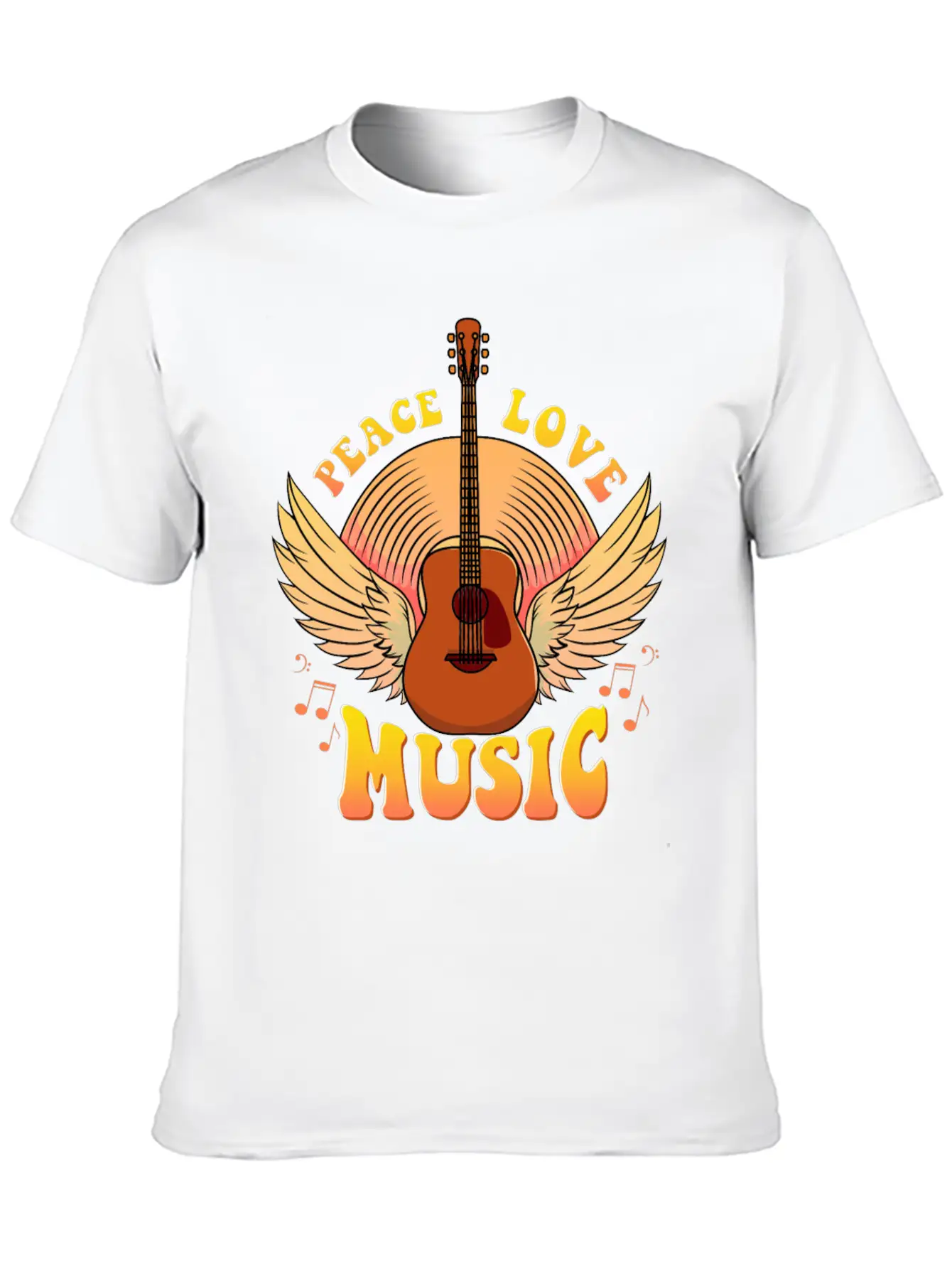 Cute Peace Love Music Hippie Hipster Festival Unisex Casual T-Shirt – Clean Design For Daily Comfort
