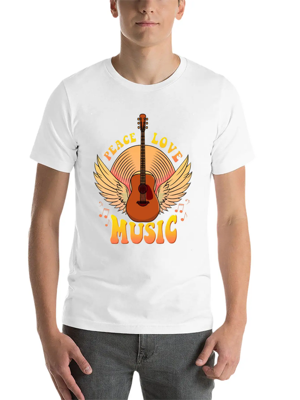 Cute Peace Love Music Hippie Hipster Festival Unisex Casual T-Shirt – Clean Design For Daily Comfort