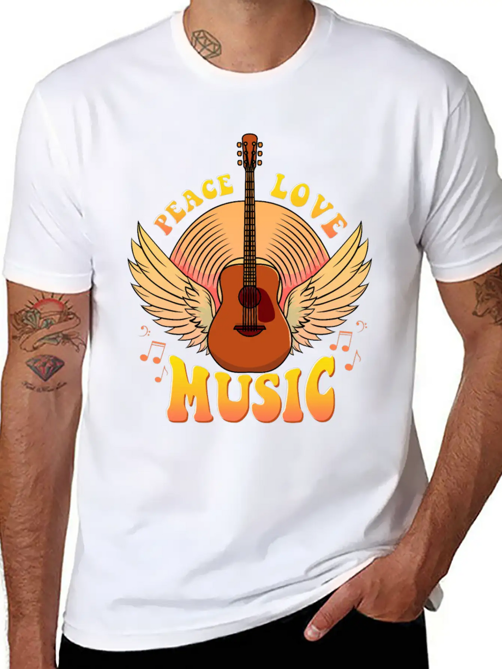 Cute Peace Love Music Hippie Hipster Festival Unisex Casual T-Shirt – Clean Design For Daily Comfort