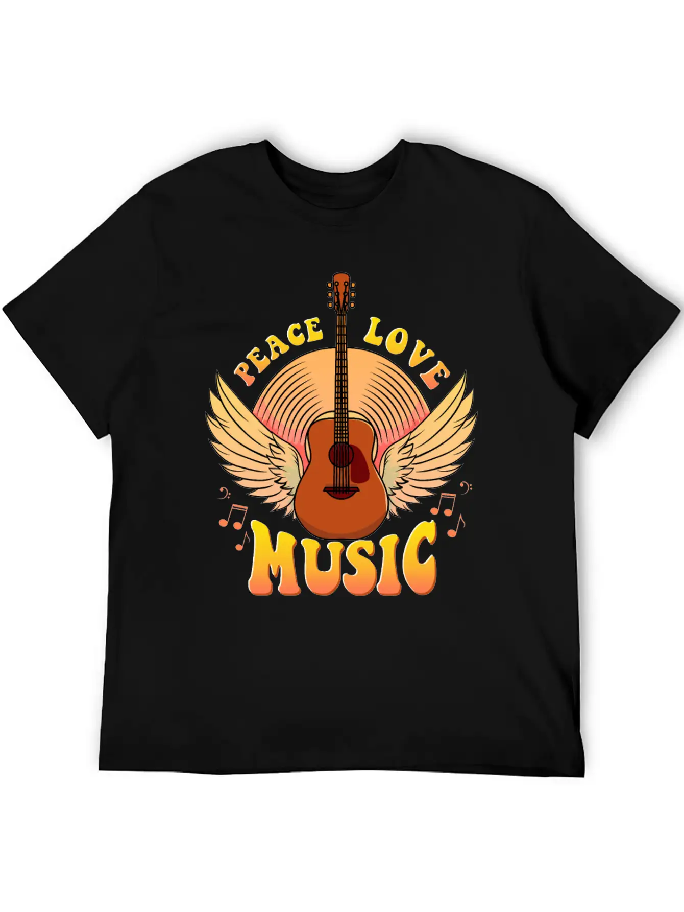 Cute Peace Love Music Hippie Hipster Festival Unisex Casual T-Shirt – Clean Design For Daily Comfort