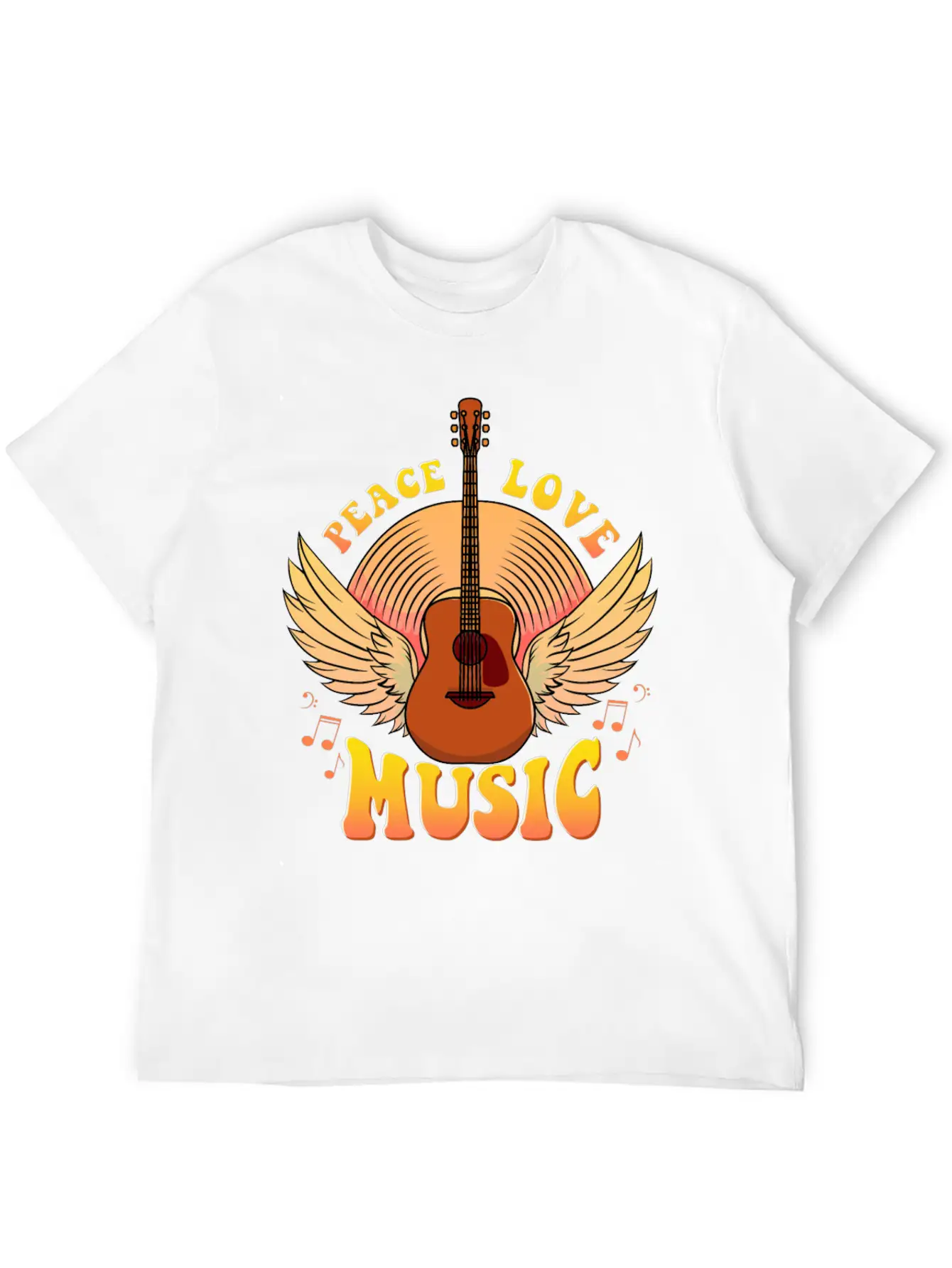 Cute Peace Love Music Hippie Hipster Festival Unisex Casual T-Shirt – Clean Design For Daily Comfort