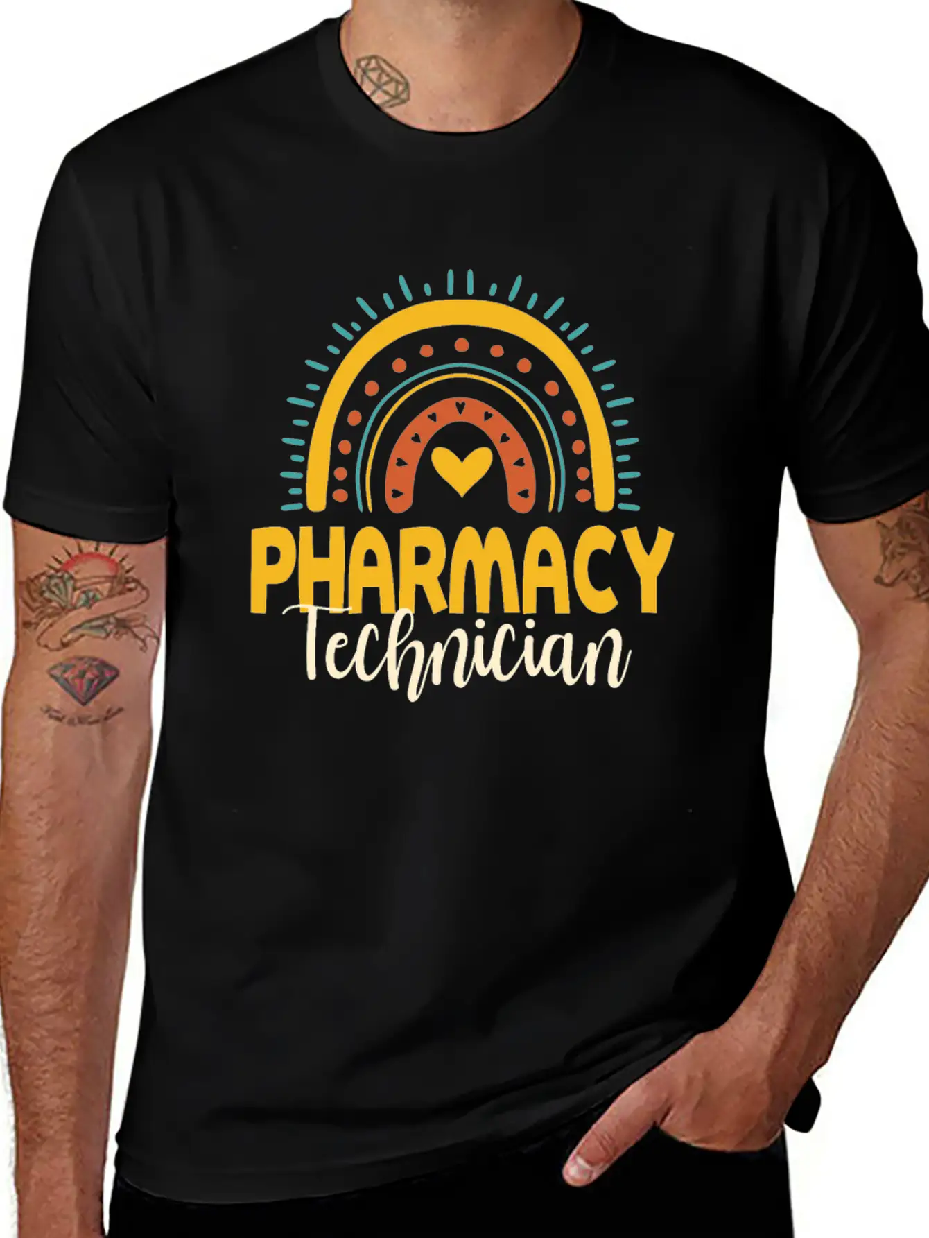 Cute Pharmacy Technician Rainbow Gift Idea Unisex Short Sleeve Soft Cotton T-Shirt – Casual Everyday Wear
