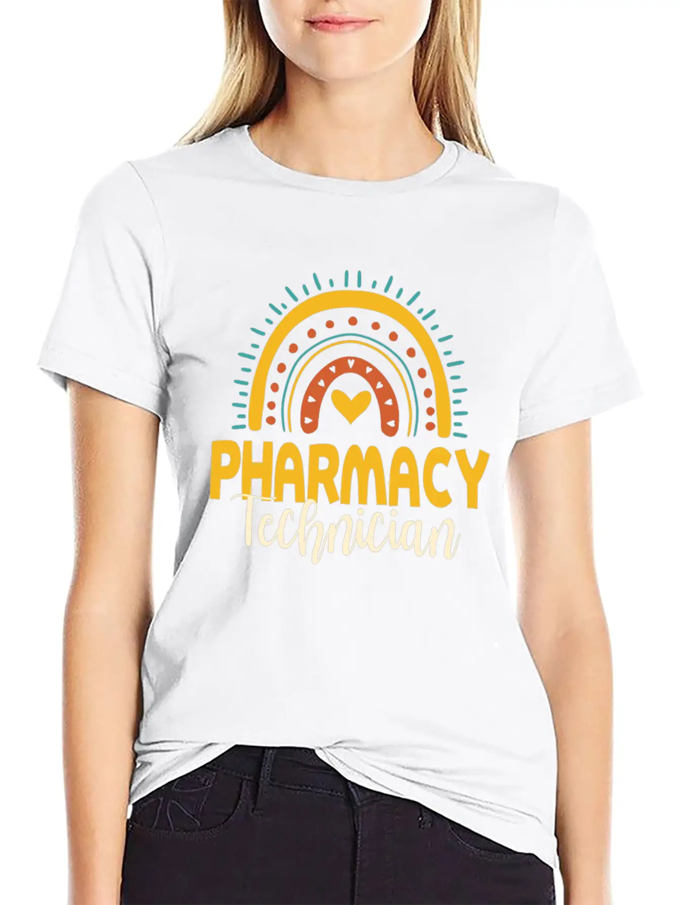Cute Pharmacy Technician Rainbow Gift Idea Unisex Short Sleeve Soft Cotton T-Shirt – Casual Everyday Wear