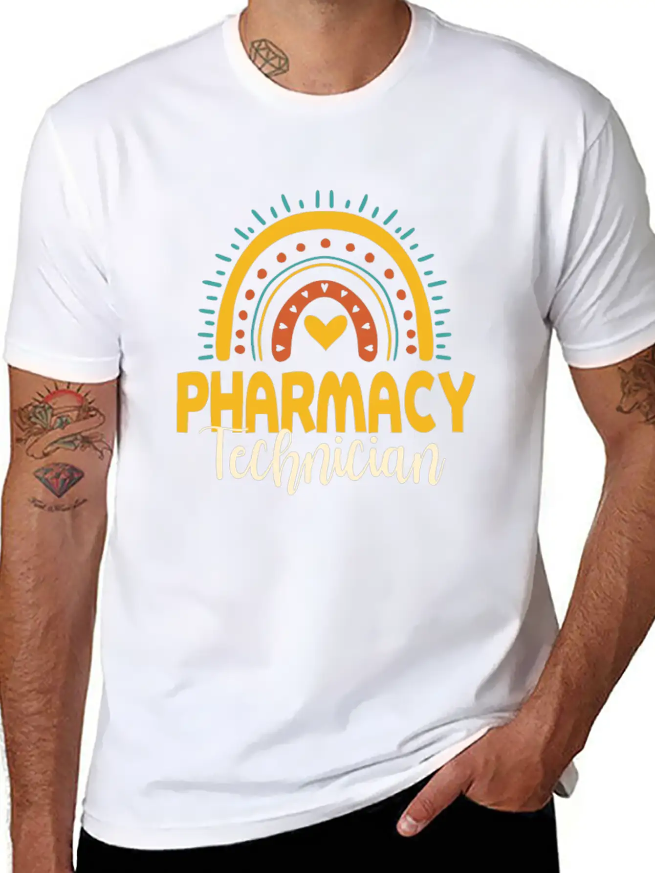 Cute Pharmacy Technician Rainbow Gift Idea Unisex Short Sleeve Soft Cotton T-Shirt – Casual Everyday Wear