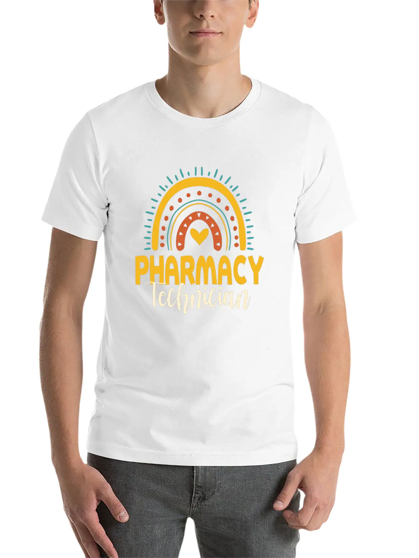 Cute Pharmacy Technician Rainbow Gift Idea Unisex Short Sleeve Soft Cotton T-Shirt – Casual Everyday Wear