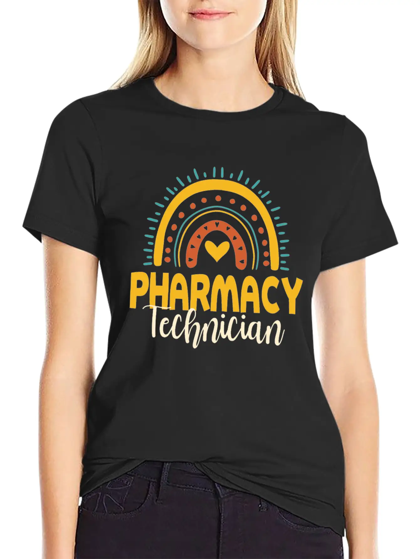 Cute Pharmacy Technician Rainbow Gift Idea Unisex Short Sleeve Soft Cotton T-Shirt – Casual Everyday Wear