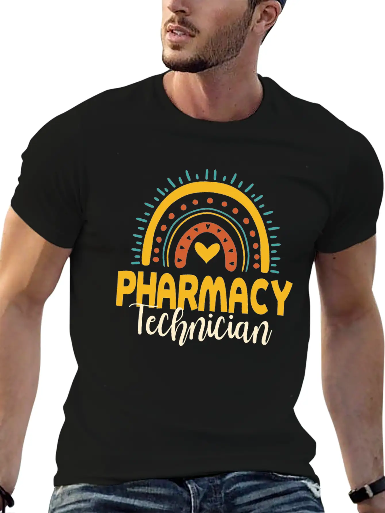 Cute Pharmacy Technician Rainbow Gift Idea Unisex Short Sleeve Soft Cotton T-Shirt – Casual Everyday Wear