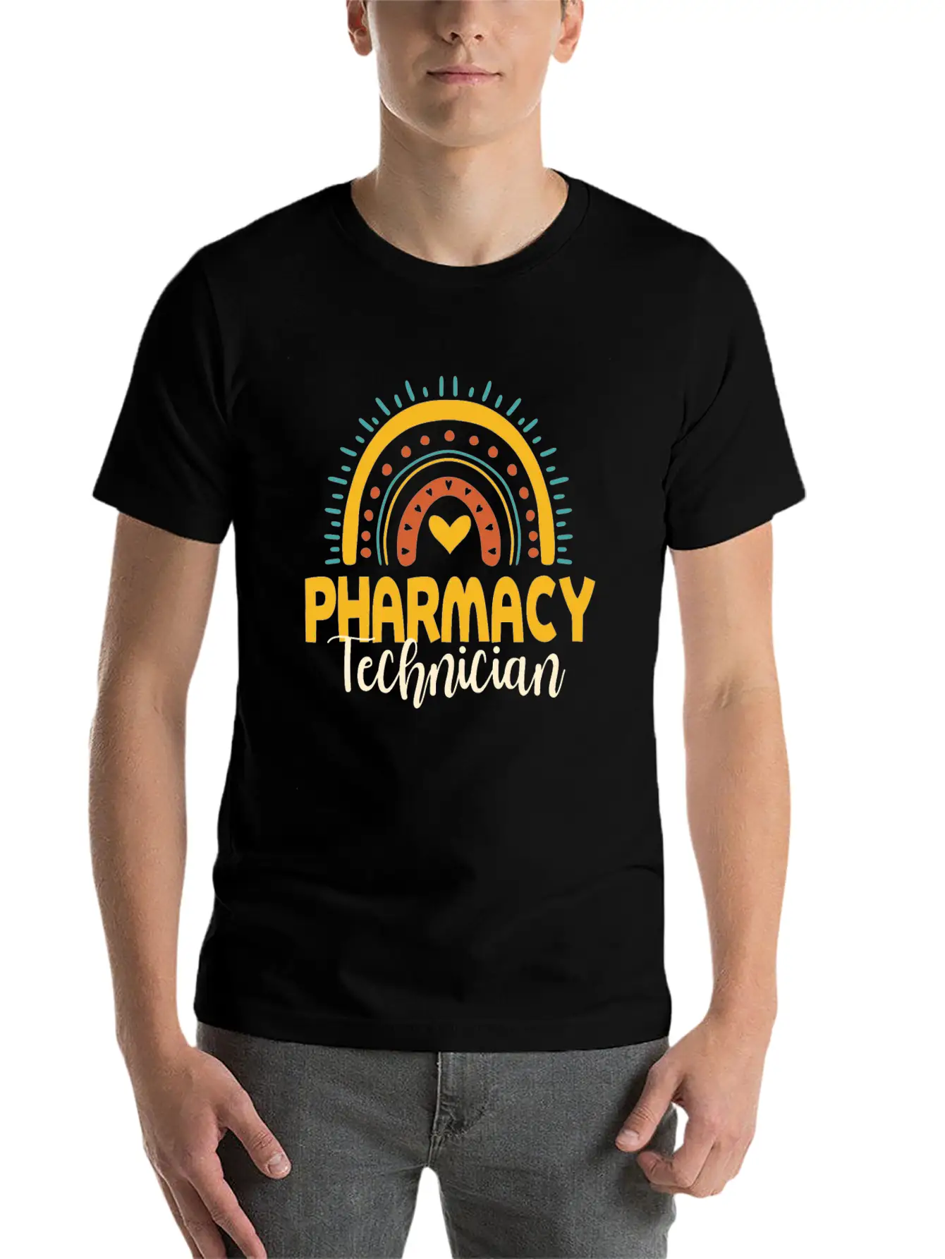 Cute Pharmacy Technician Rainbow Gift Idea Unisex Short Sleeve Soft Cotton T-Shirt – Casual Everyday Wear