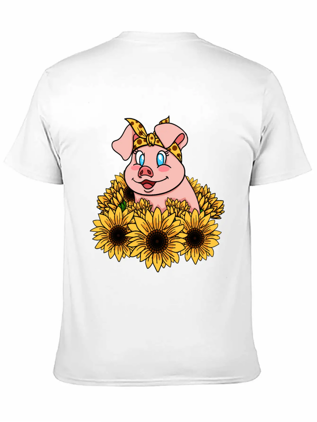 Cute Piggy With Sunflowers Unisex Casual T-Shirt – Clean Design For Daily Comfort
