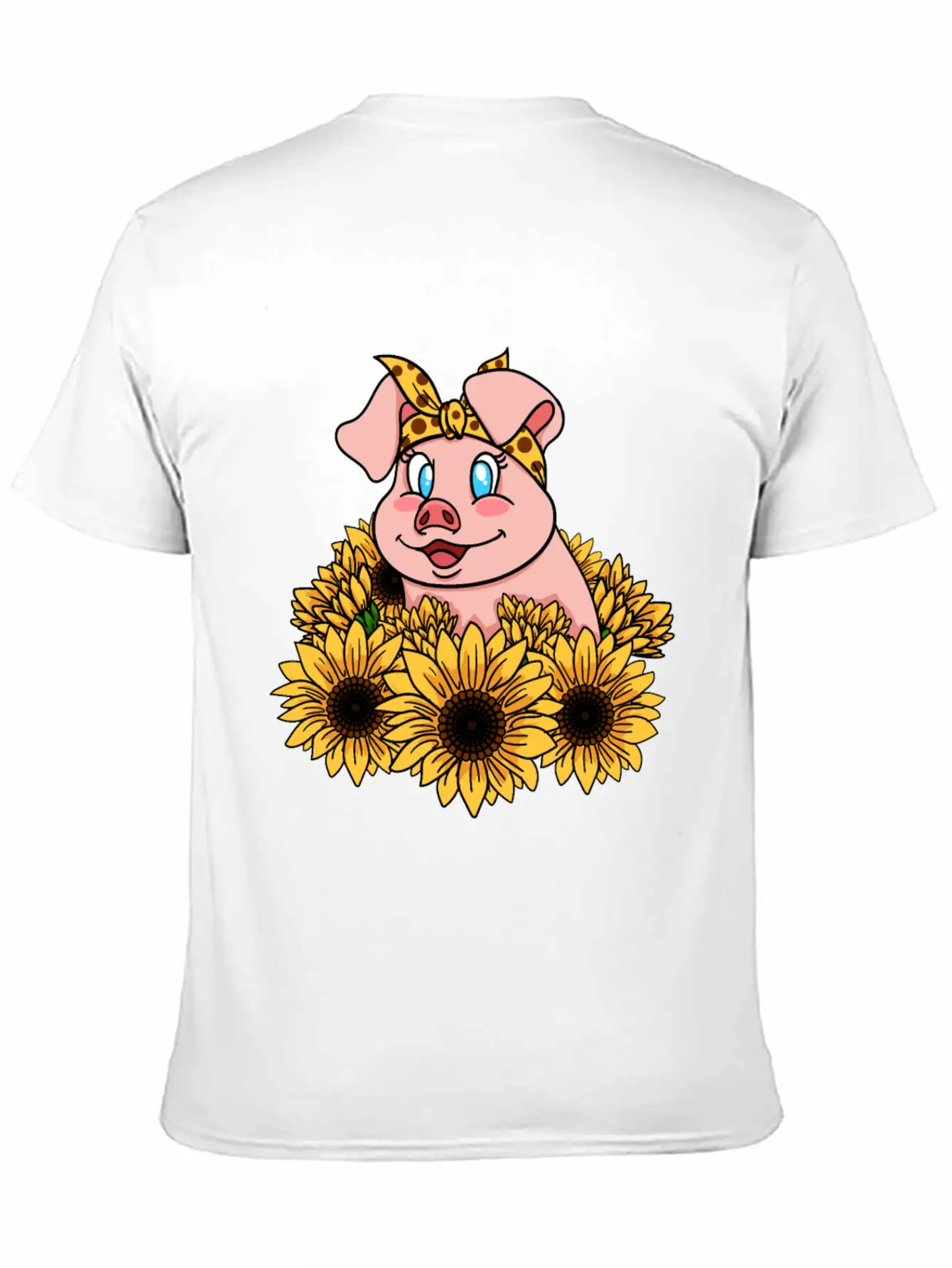 Cute Piggy With Sunflowers Unisex Casual T-Shirt – Clean Design For Daily Comfort
