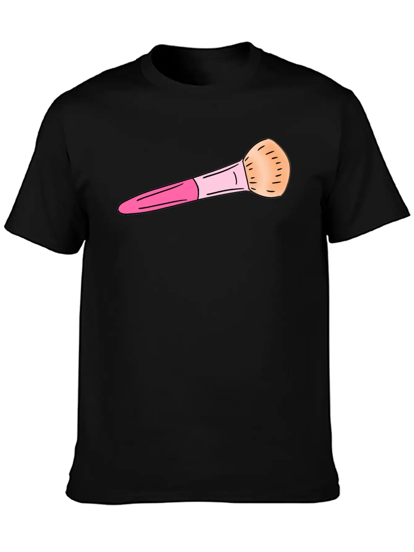 Cute Pink Make-up Powder Blush Brush Cartoon Stylish Everyday T-Shirt – Unisex Basic Cotton Tee