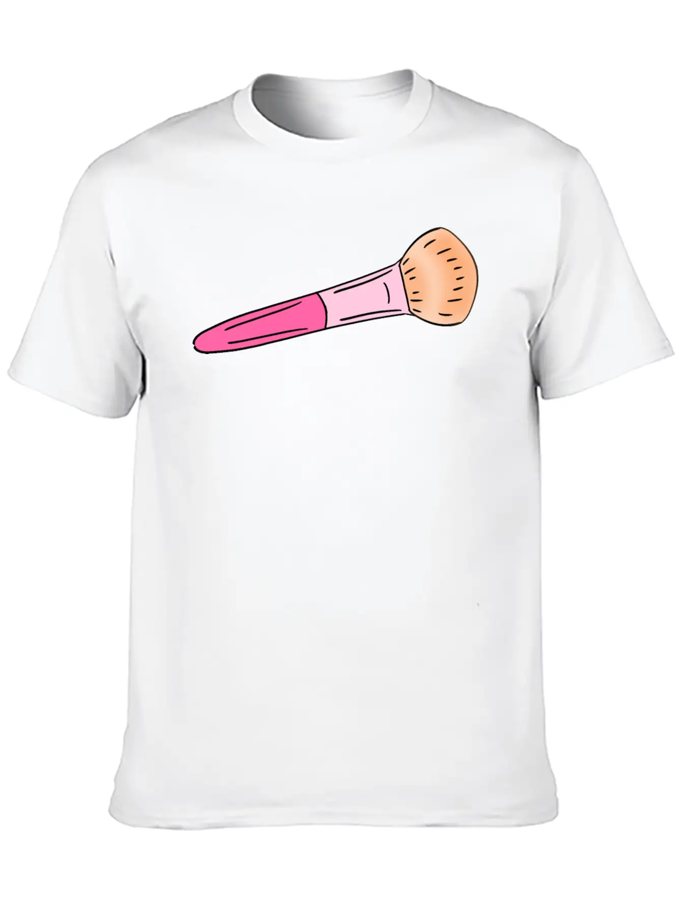 Cute Pink Make-up Powder Blush Brush Cartoon Stylish Everyday T-Shirt – Unisex Basic Cotton Tee