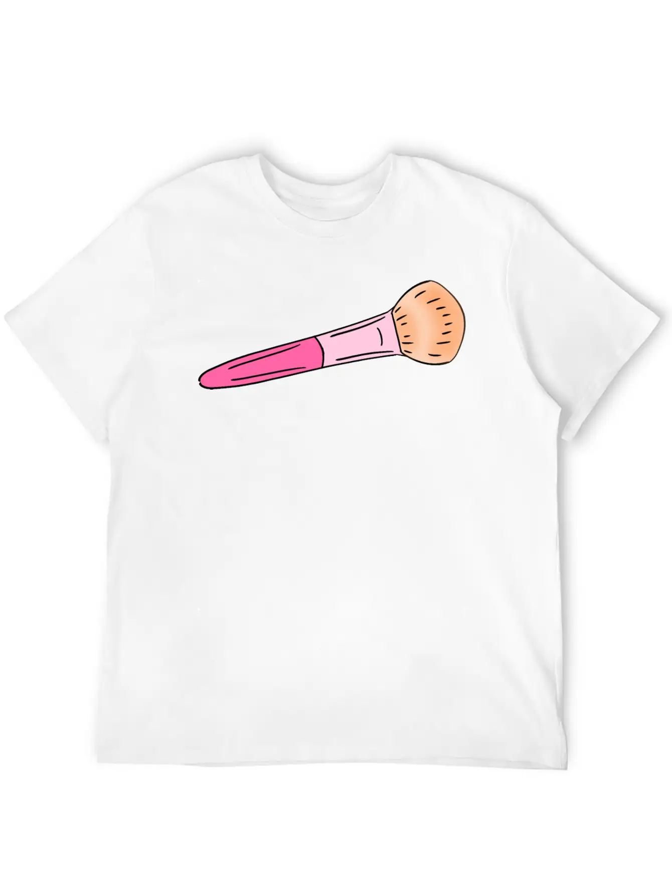 Cute Pink Make-up Powder Blush Brush Cartoon Stylish Everyday T-Shirt – Unisex Basic Cotton Tee