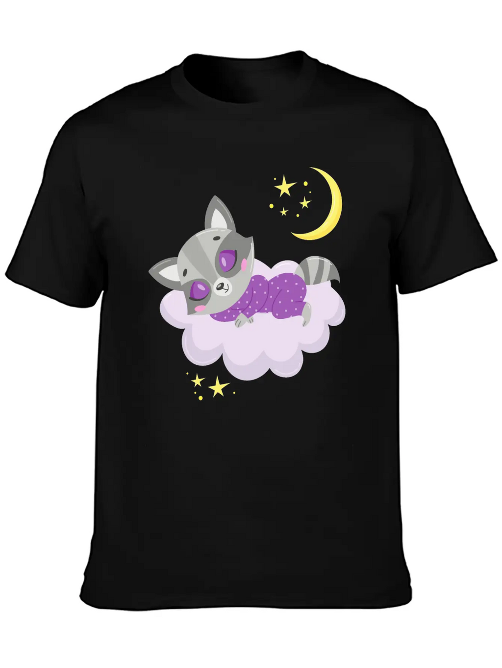 Cute Raccoon Sleeping In Cloud Unisex Casual T-Shirt – Clean Design For Daily Comfort