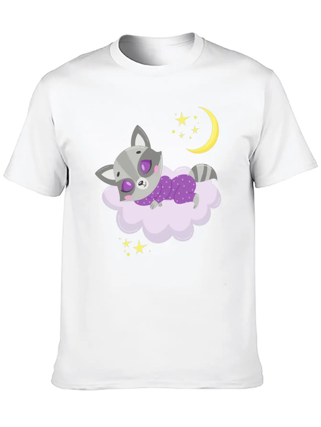 Cute Raccoon Sleeping In Cloud Unisex Casual T-Shirt – Clean Design For Daily Comfort