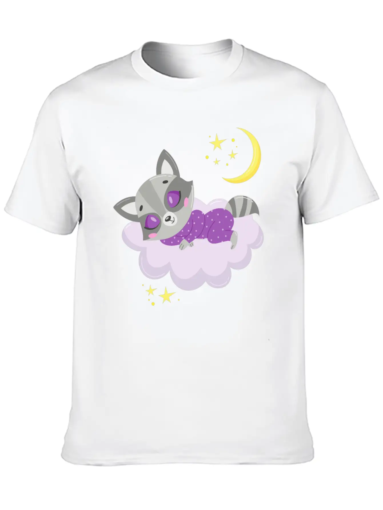 Cute Raccoon Sleeping In Cloud Unisex Casual T-Shirt – Clean Design For Daily Comfort