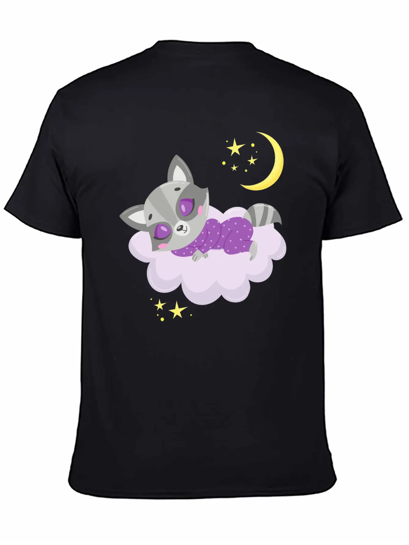 Cute Raccoon Sleeping In Cloud Unisex Casual T-Shirt – Clean Design For Daily Comfort
