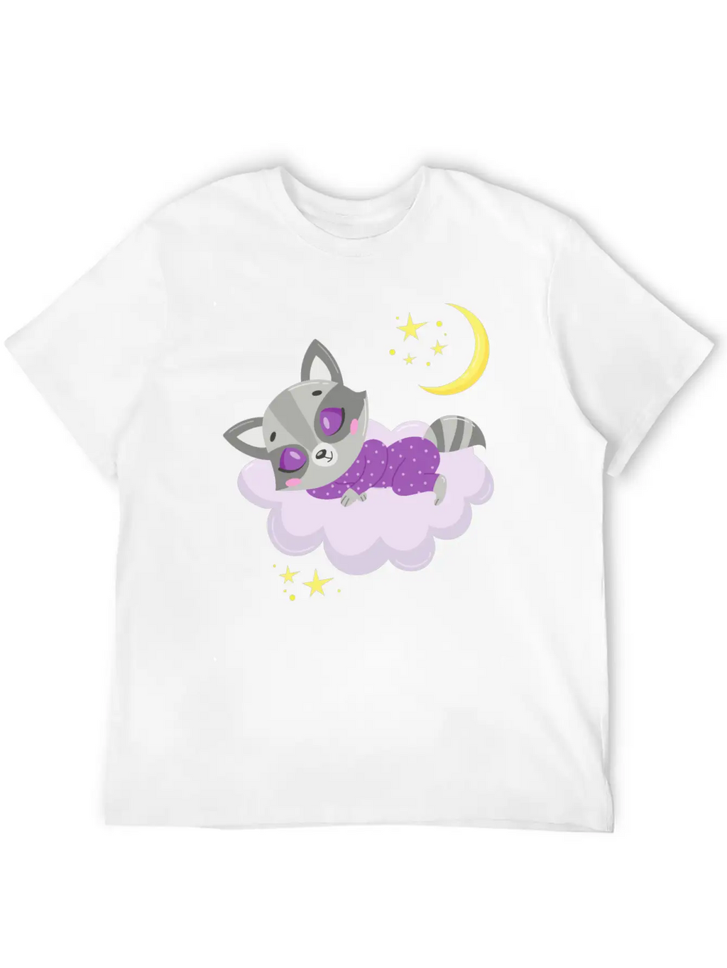 Cute Raccoon Sleeping In Cloud Unisex Casual T-Shirt – Clean Design For Daily Comfort