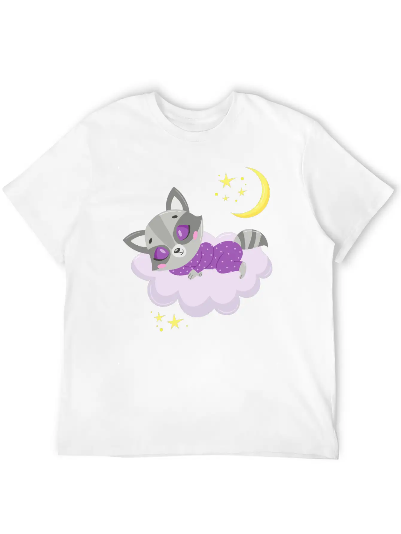 Cute Raccoon Sleeping In Cloud Unisex Casual T-Shirt – Clean Design For Daily Comfort
