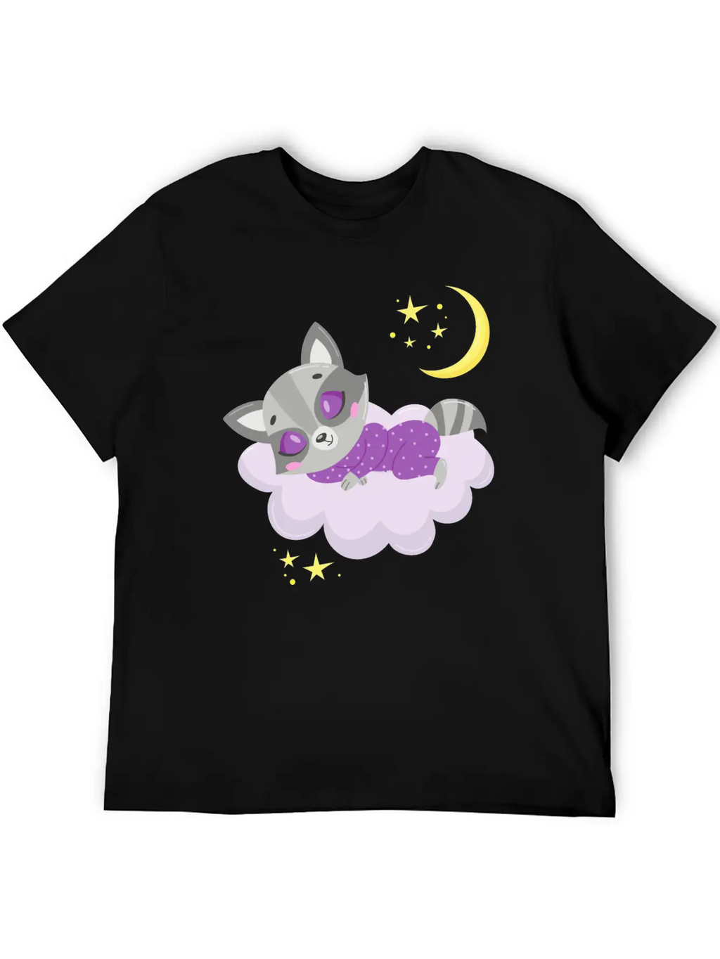 Cute Raccoon Sleeping In Cloud Unisex Casual T-Shirt – Clean Design For Daily Comfort