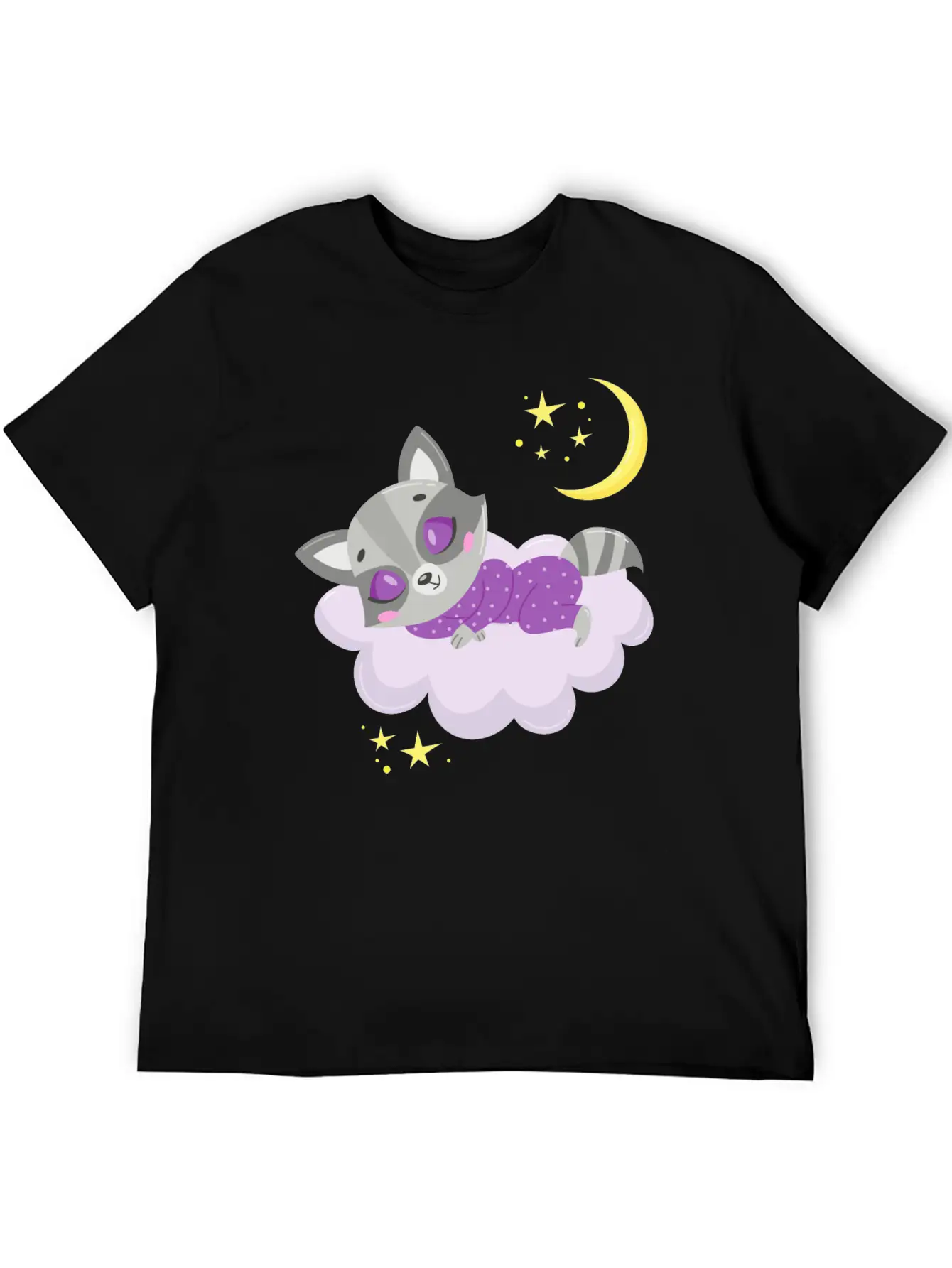 Cute Raccoon Sleeping In Cloud Unisex Casual T-Shirt – Clean Design For Daily Comfort