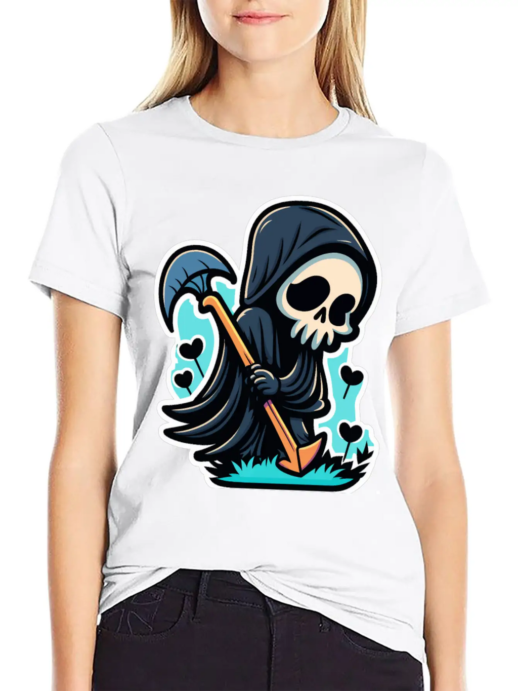 Cute Reaper Essential Cotton Tee For Daily Outfits – Unisex Style