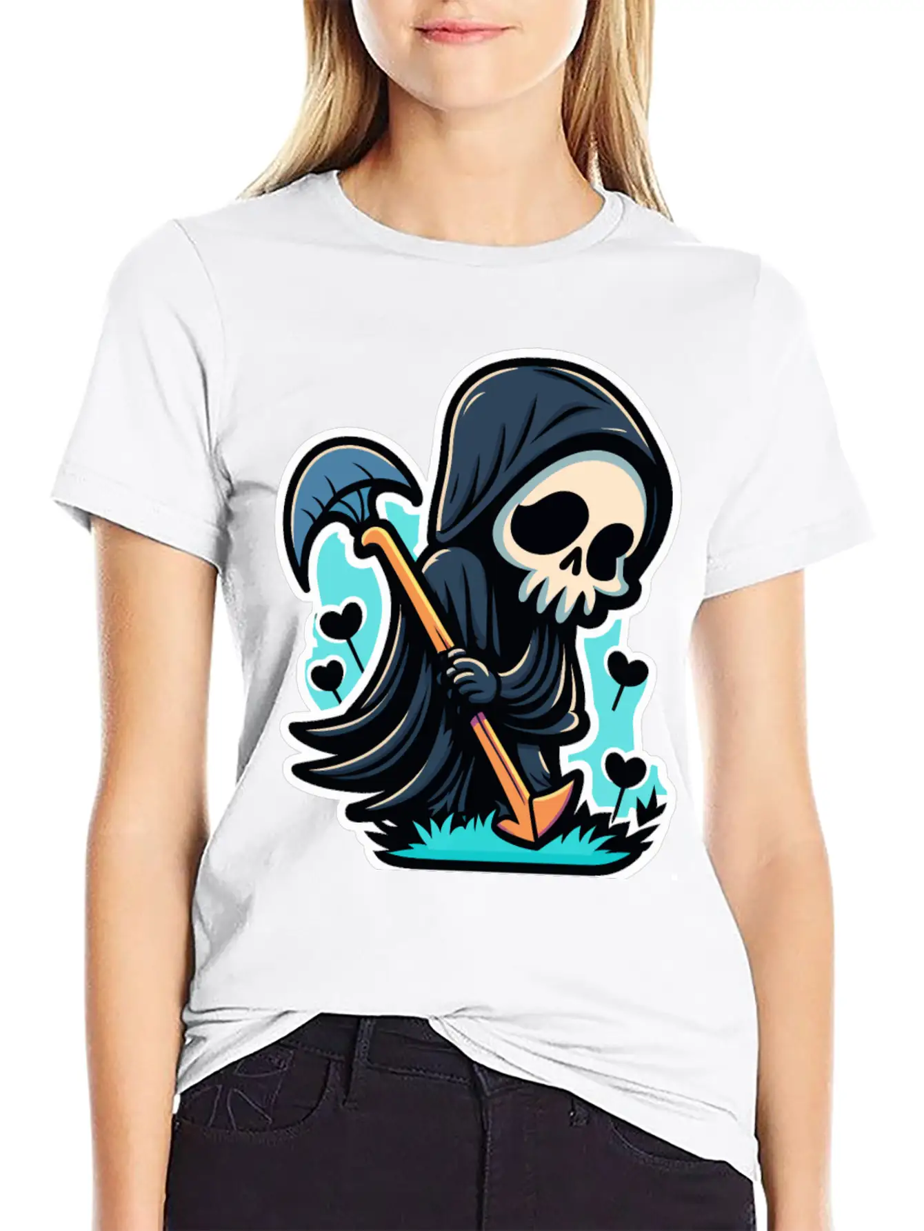 Cute Reaper Essential Cotton Tee For Daily Outfits – Unisex Style