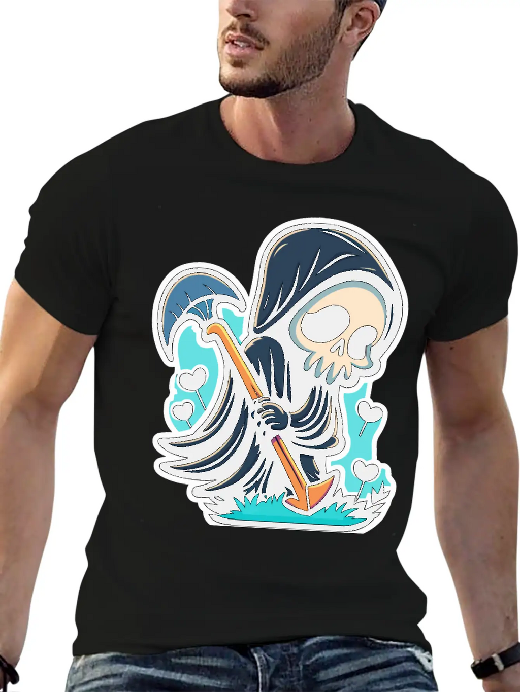 Cute Reaper Essential Cotton Tee For Daily Outfits – Unisex Style