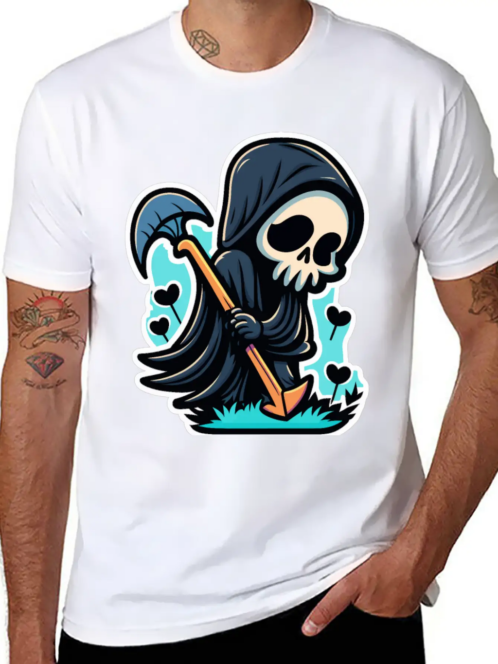 Cute Reaper Essential Cotton Tee For Daily Outfits – Unisex Style