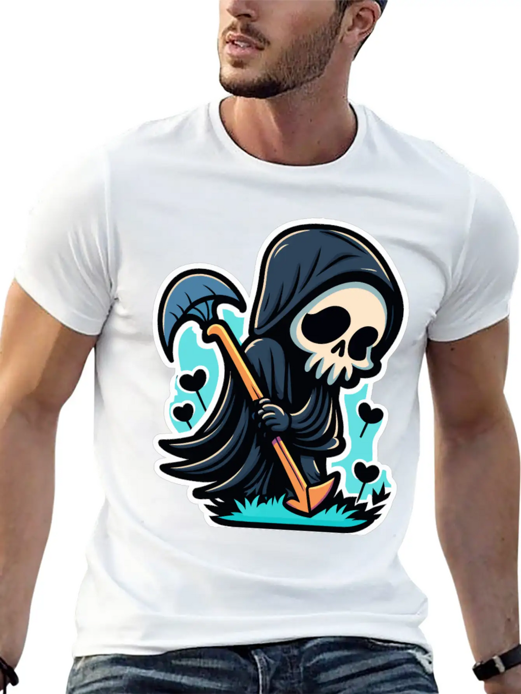 Cute Reaper Essential Cotton Tee For Daily Outfits – Unisex Style