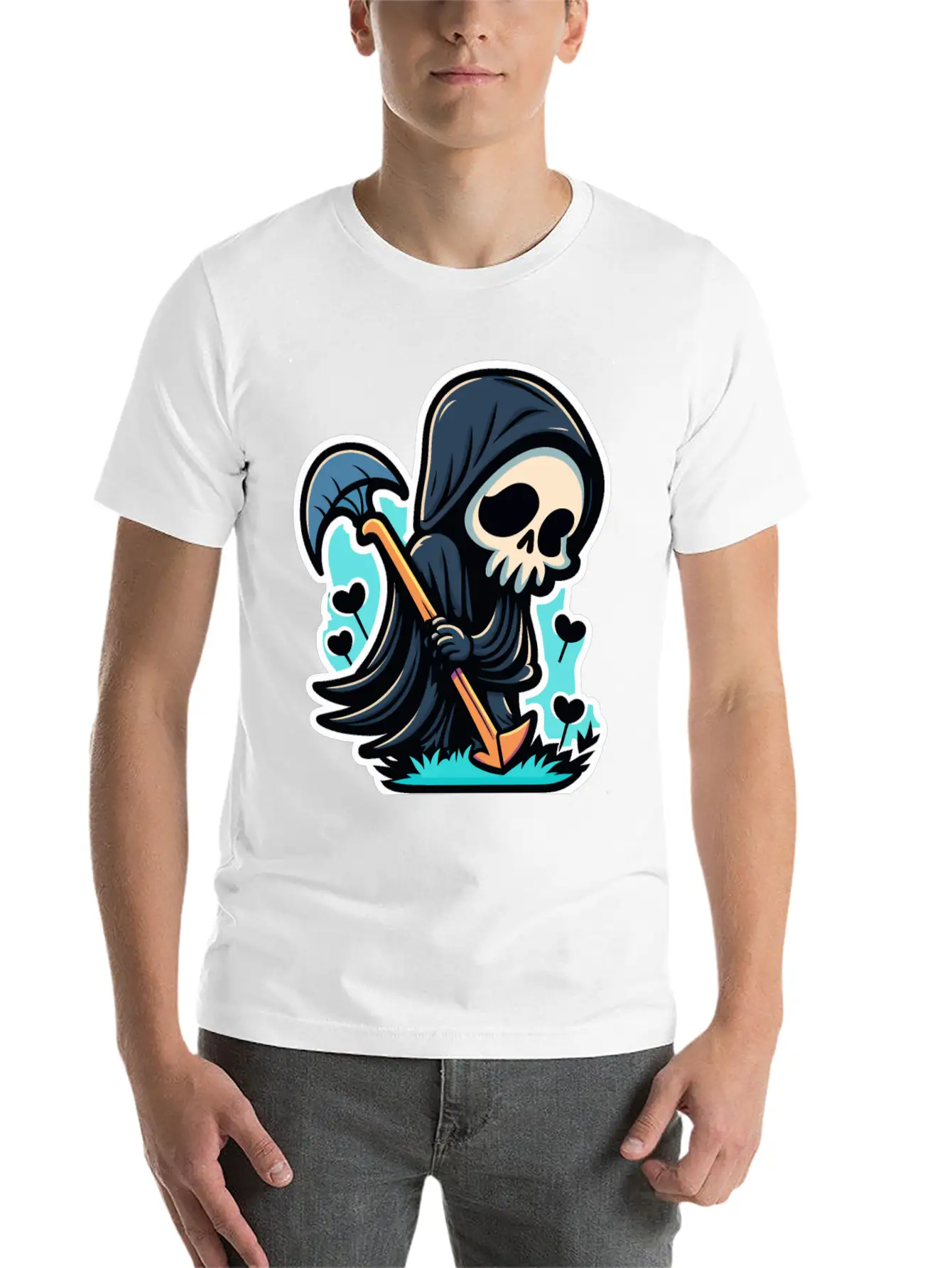 Cute Reaper Essential Cotton Tee For Daily Outfits – Unisex Style