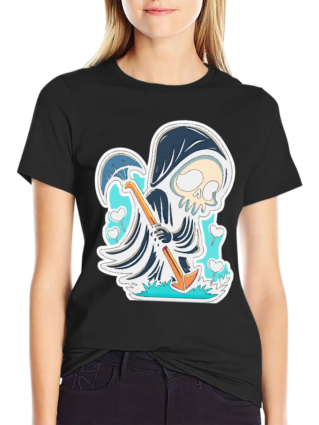 Cute Reaper Essential Cotton Tee For Daily Outfits – Unisex Style