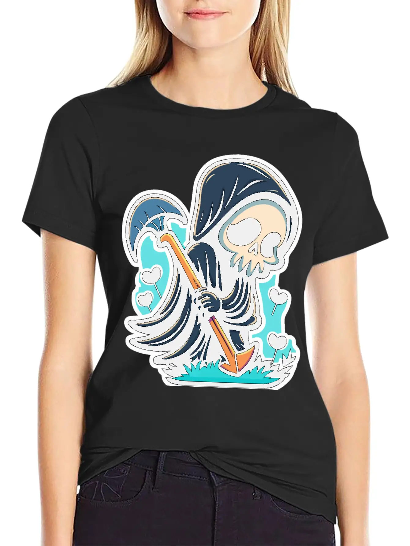 Cute Reaper Essential Cotton Tee For Daily Outfits – Unisex Style