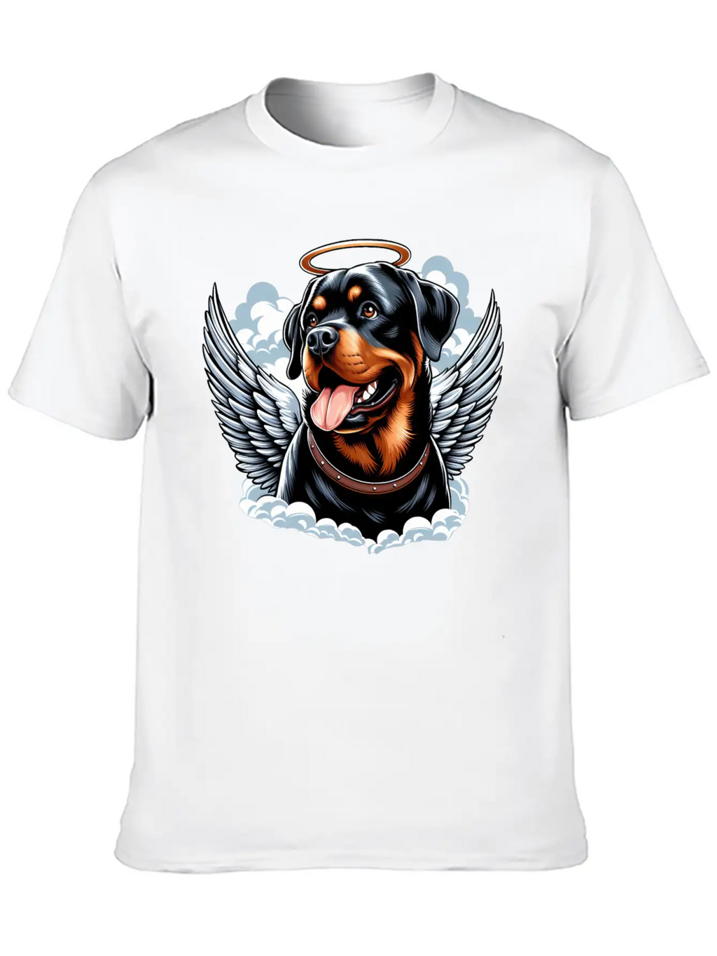 Cute Rottweiler Angel Halo Essential Cotton Tee For Daily Outfits – Unisex Style