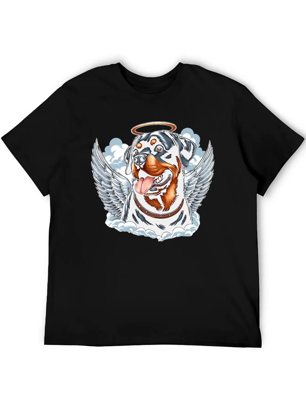 Cute Rottweiler Angel Halo Essential Cotton Tee For Daily Outfits – Unisex Style