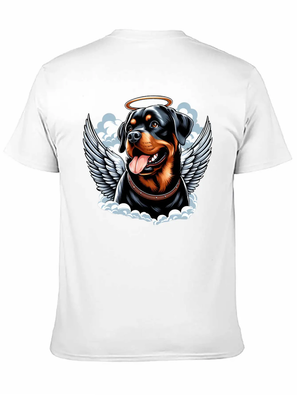 Cute Rottweiler Angel Halo Essential Cotton Tee For Daily Outfits – Unisex Style