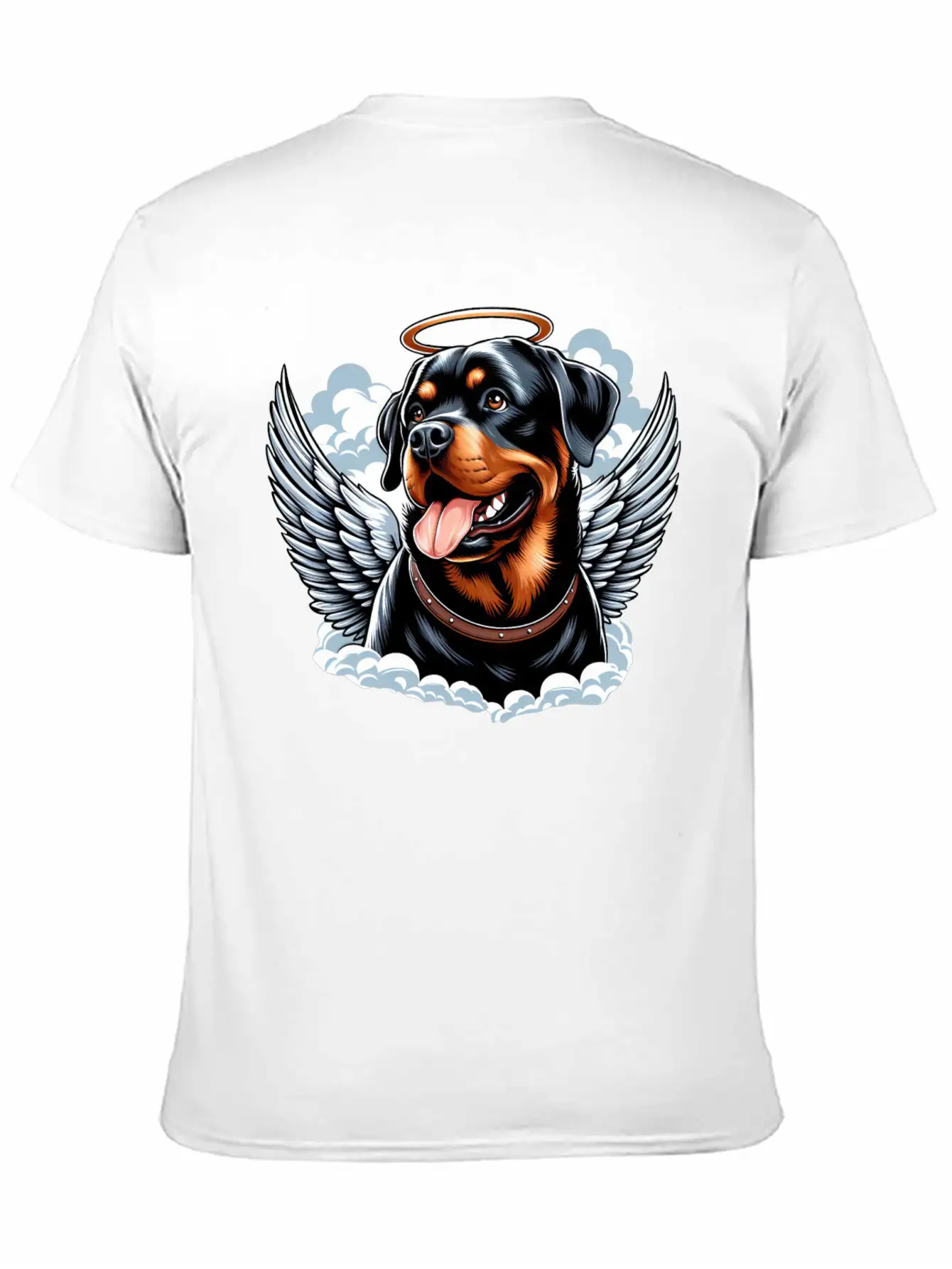 Cute Rottweiler Angel Halo Essential Cotton Tee For Daily Outfits – Unisex Style