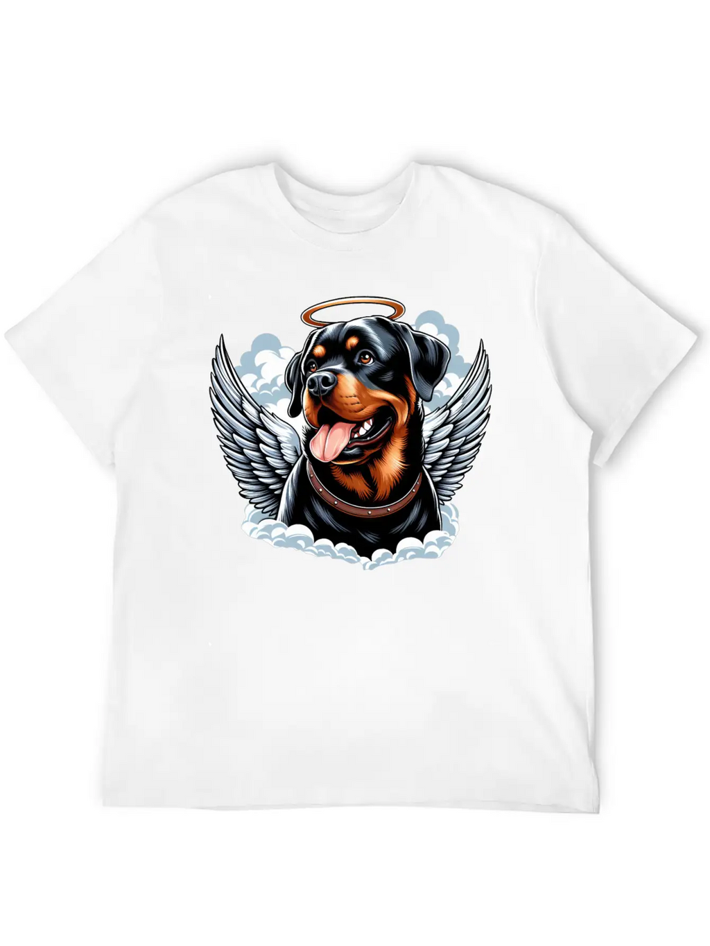 Cute Rottweiler Angel Halo Essential Cotton Tee For Daily Outfits – Unisex Style