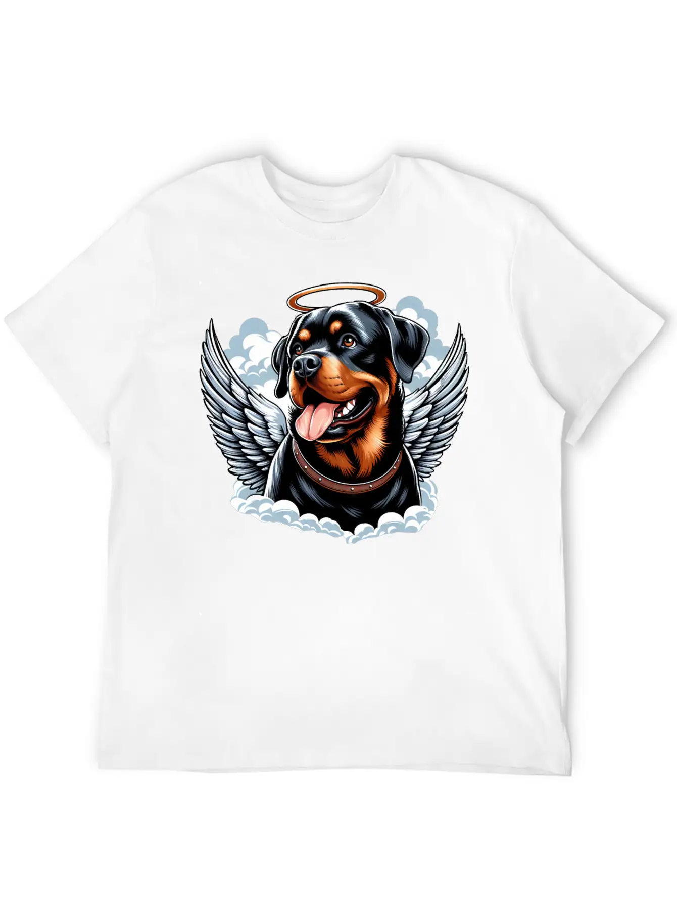 Cute Rottweiler Angel Halo Essential Cotton Tee For Daily Outfits – Unisex Style
