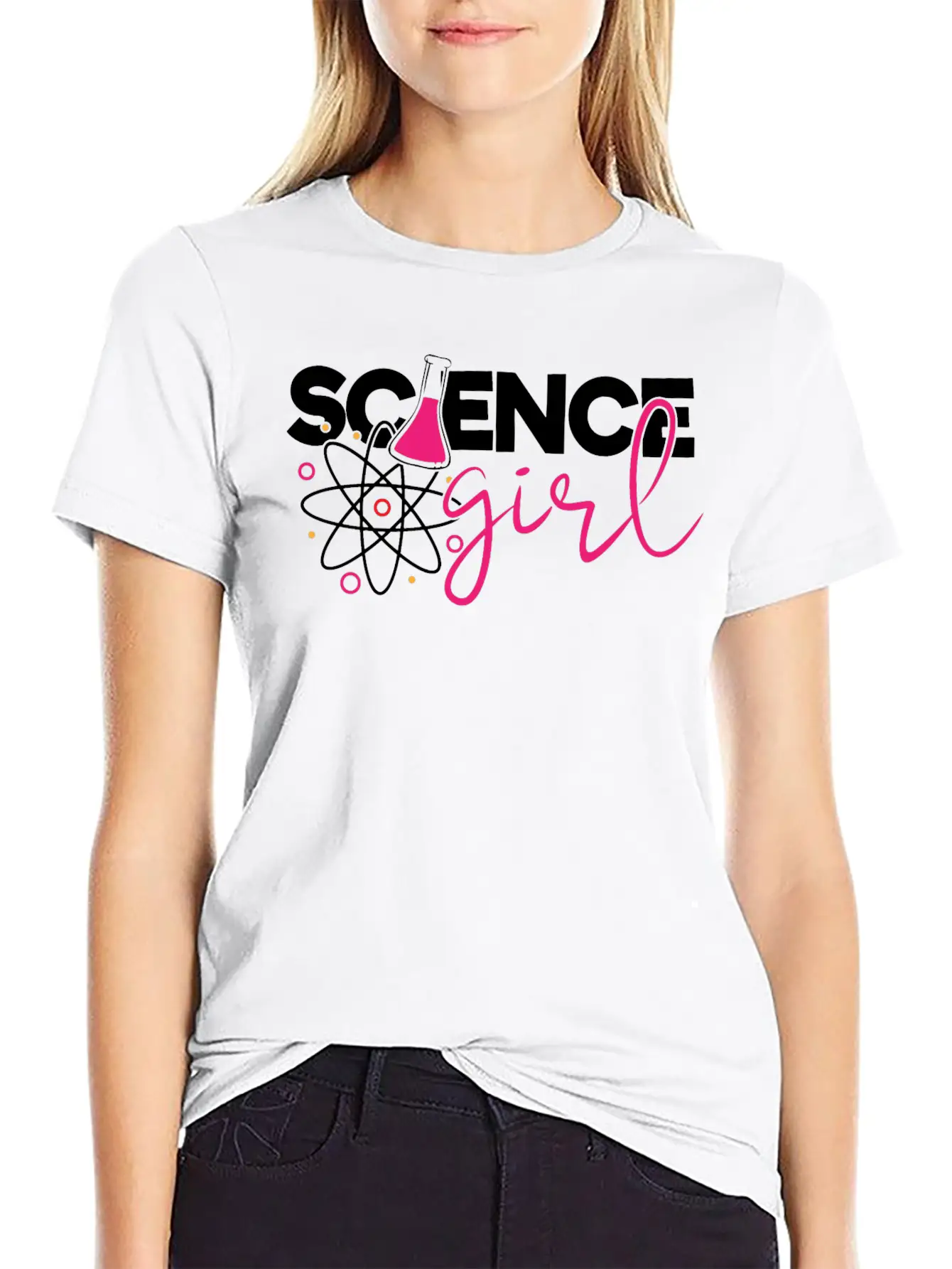 Cute Science Girl, STEM, Science, Periodic Table Unisex Short Sleeve Soft Cotton T-Shirt – Casual Everyday Wear