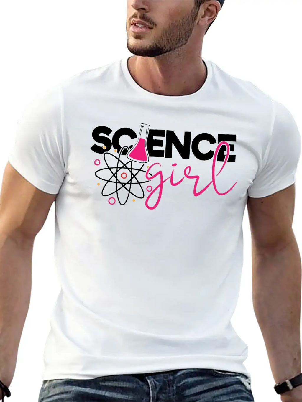 Cute Science Girl, STEM, Science, Periodic Table Unisex Short Sleeve Soft Cotton T-Shirt – Casual Everyday Wear