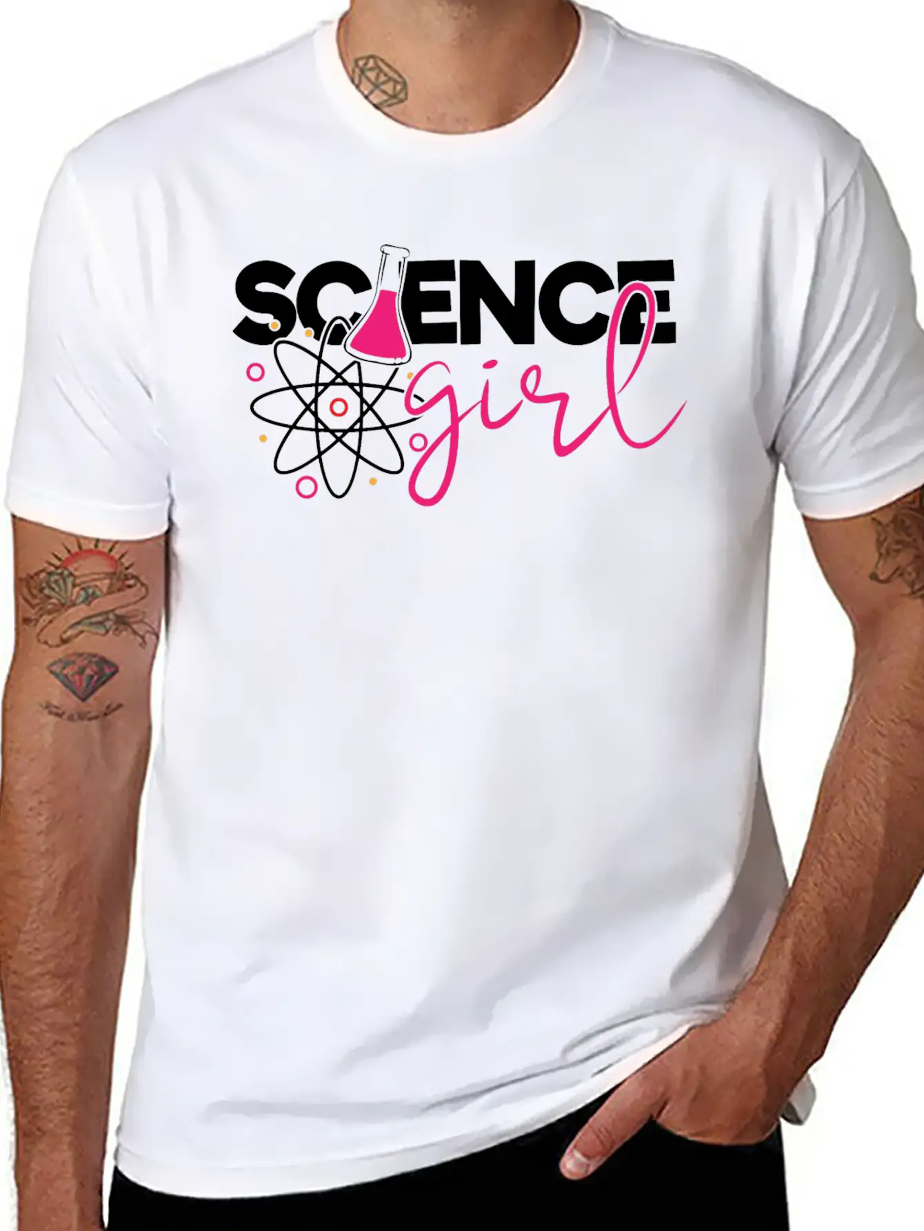 Cute Science Girl, STEM, Science, Periodic Table Unisex Short Sleeve Soft Cotton T-Shirt – Casual Everyday Wear