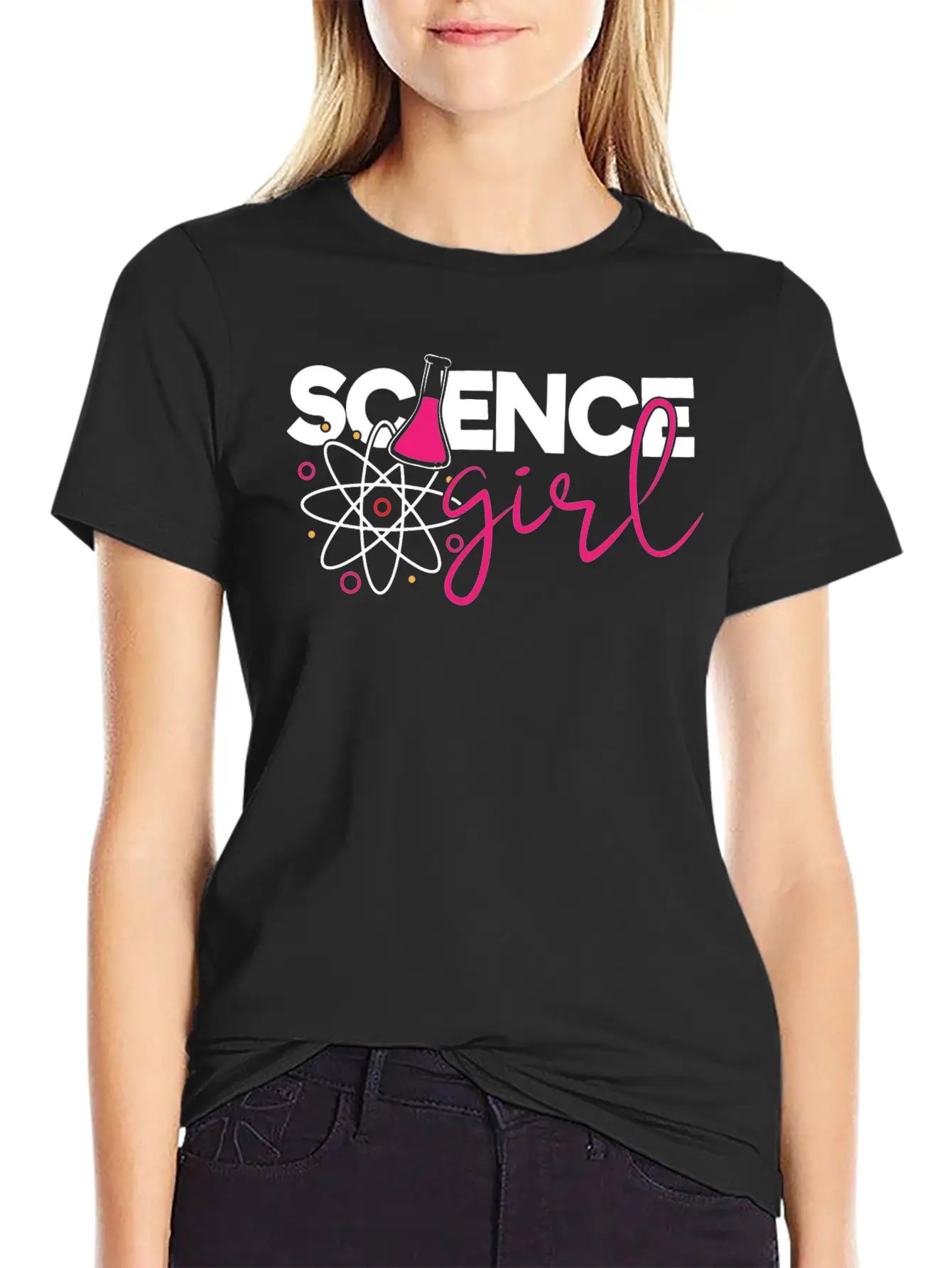 Cute Science Girl, STEM, Science, Periodic Table Unisex Short Sleeve Soft Cotton T-Shirt – Casual Everyday Wear