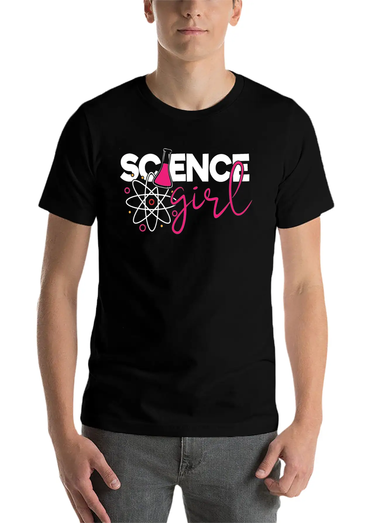 Cute Science Girl, STEM, Science, Periodic Table Unisex Short Sleeve Soft Cotton T-Shirt – Casual Everyday Wear