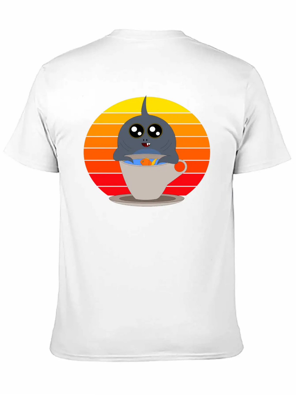 Cute Shark In The Sunset Casual Graphic T-Shirt – Simple And Comfortable Daily Wear