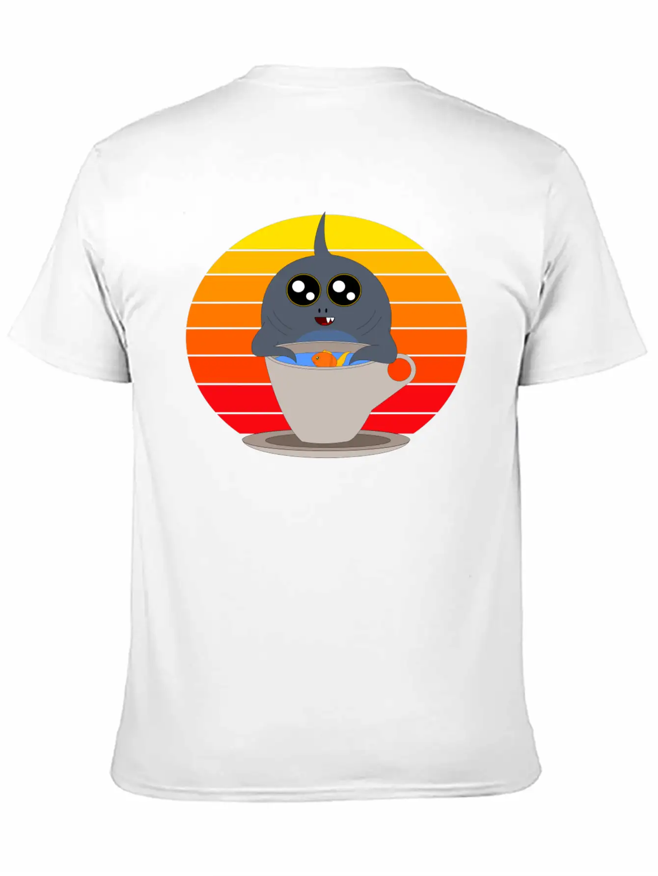 Cute Shark In The Sunset Casual Graphic T-Shirt – Simple And Comfortable Daily Wear