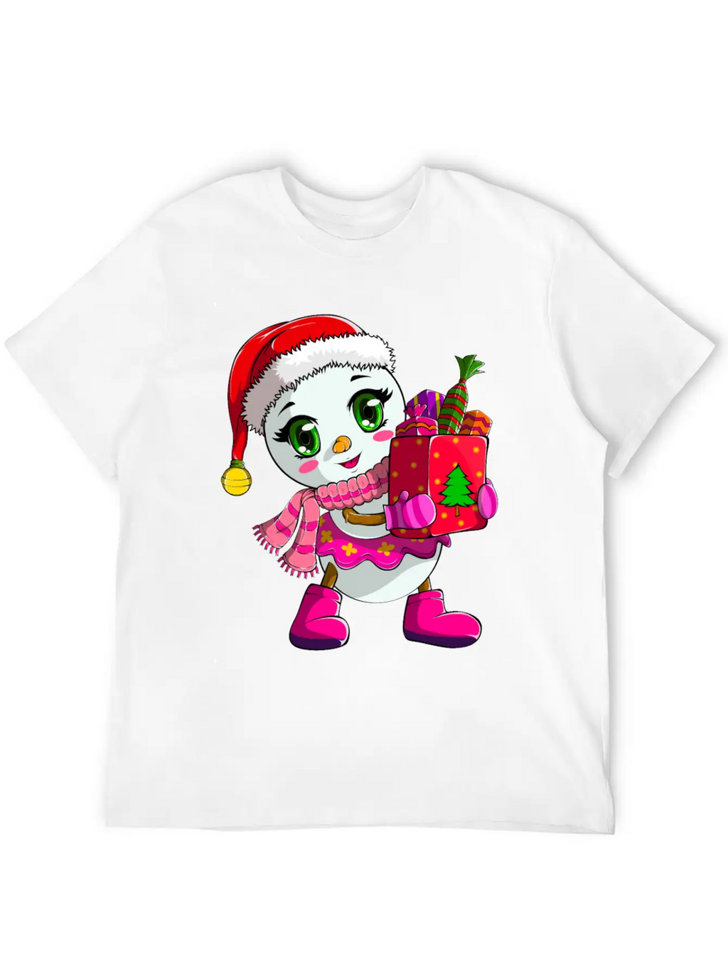 Cute Shopping Snowwoman Shopaholic Christmas Breathable Soft Cotton T-Shirt – Timeless Casual Look